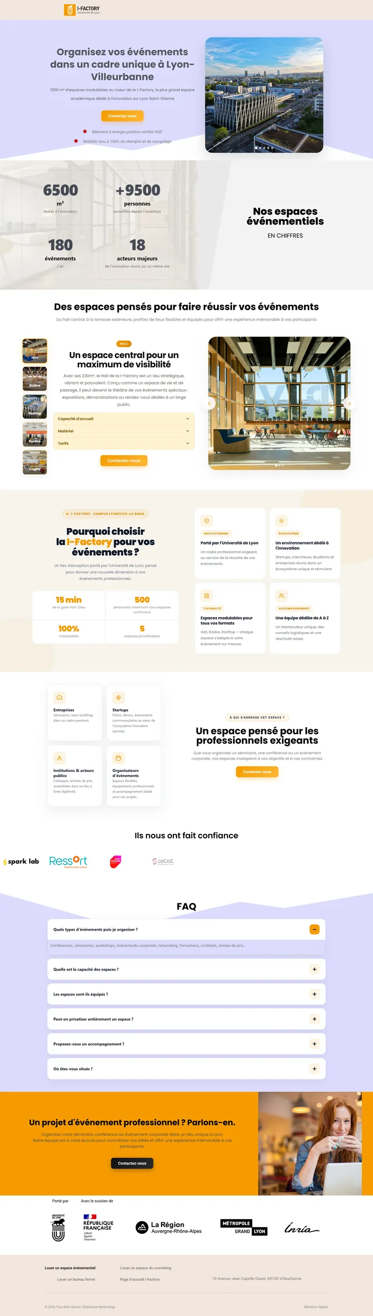 Landing page événementielle de l'I-Factory